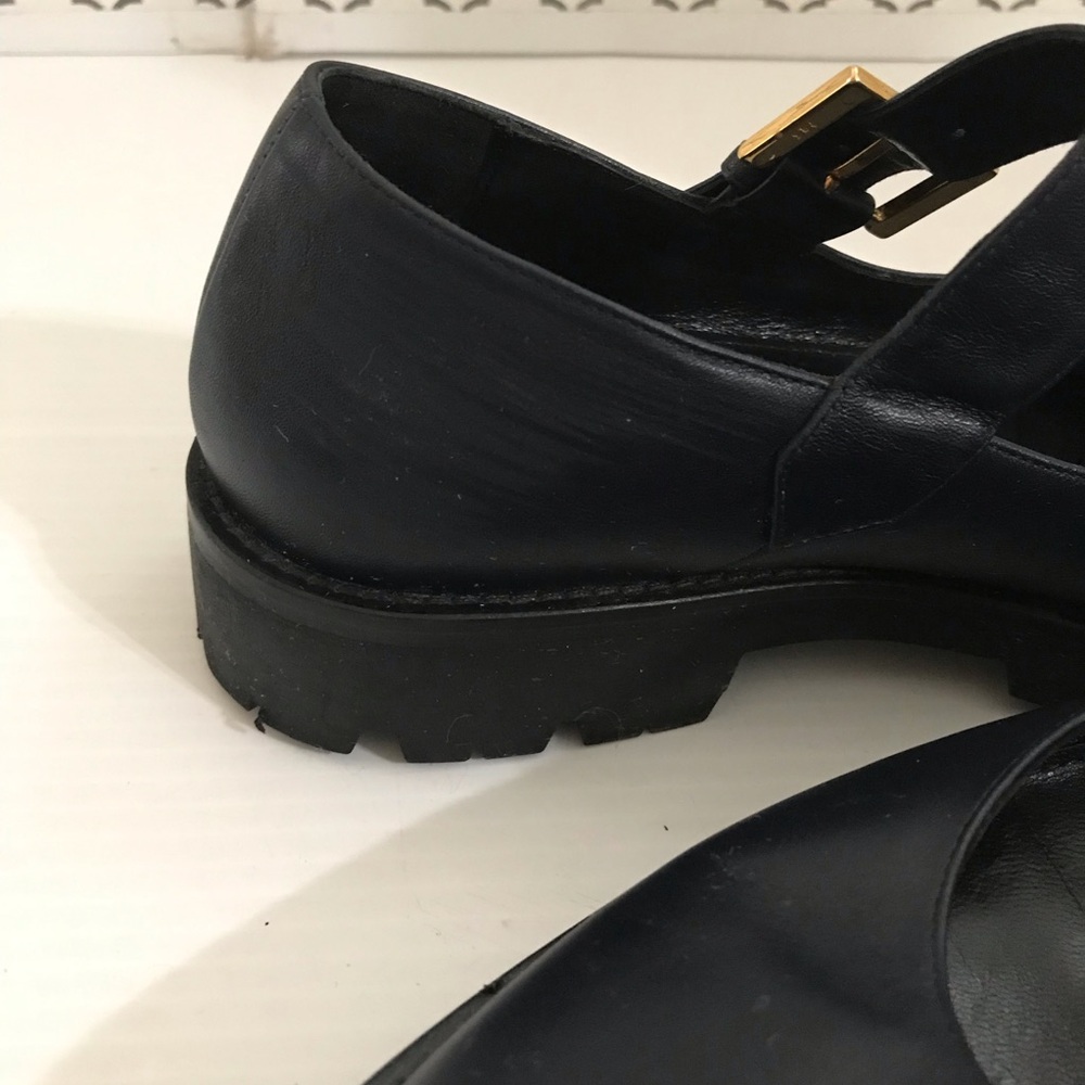 Suzanne Rae Navy Mary Jane Lug Sole Flats with Gold Buckle Size 39 - Picture 10 of 12